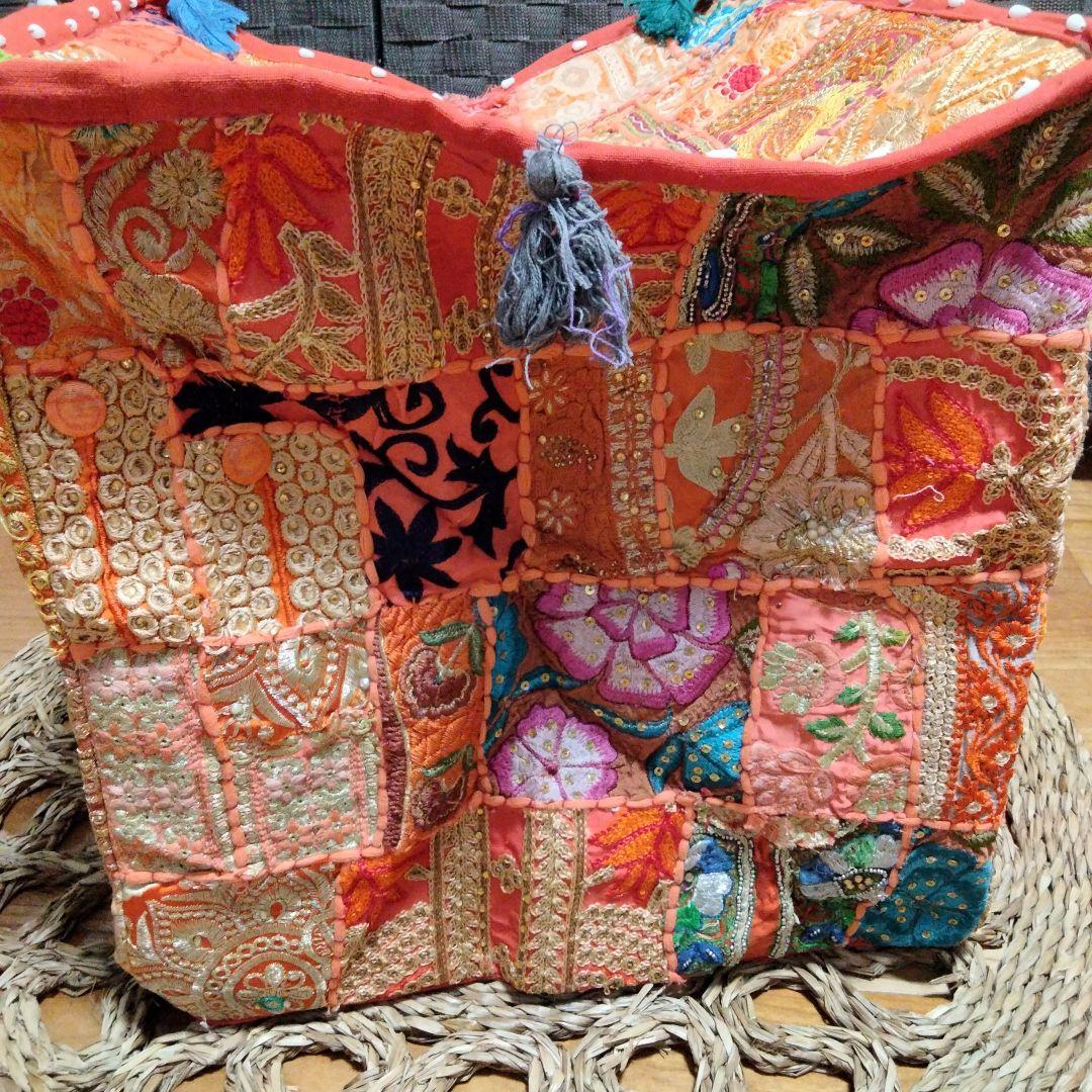 インド カンバディア パッチワーク オレンジ【6-33】