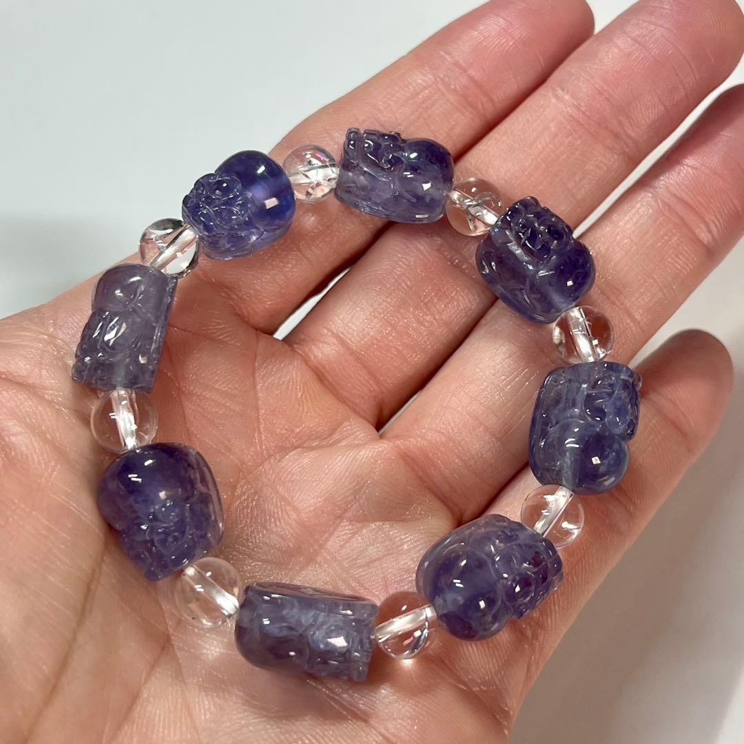 高品質　アイオライト貔貅ブレスレット　アイリスクォーツ　ヒキュウ