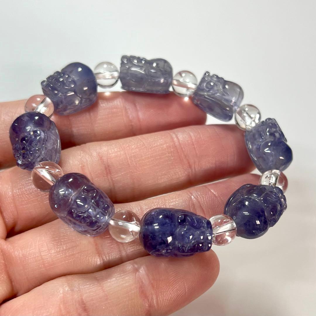 高品質　アイオライト貔貅ブレスレット　アイリスクォーツ　ヒキュウ