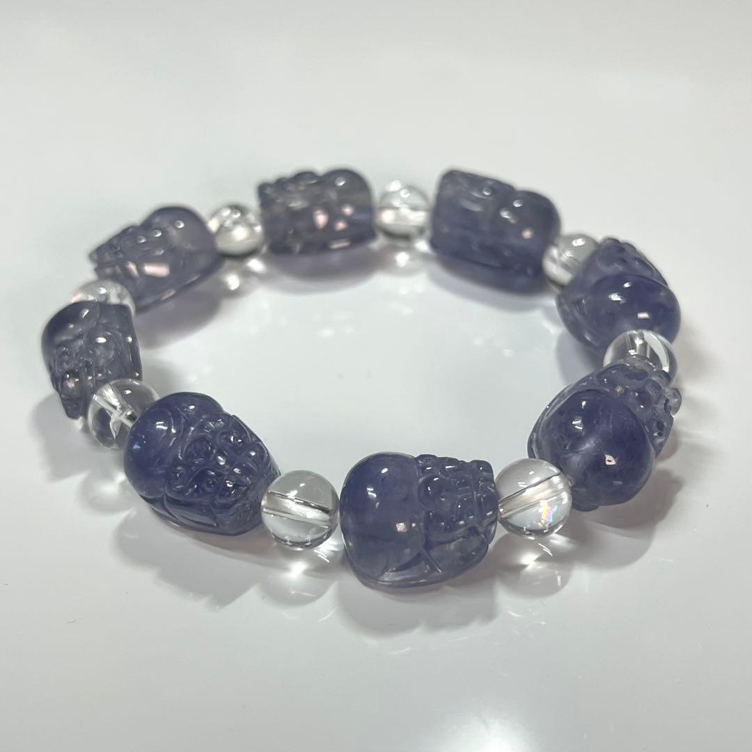 高品質　アイオライト貔貅ブレスレット　アイリスクォーツ　ヒキュウ