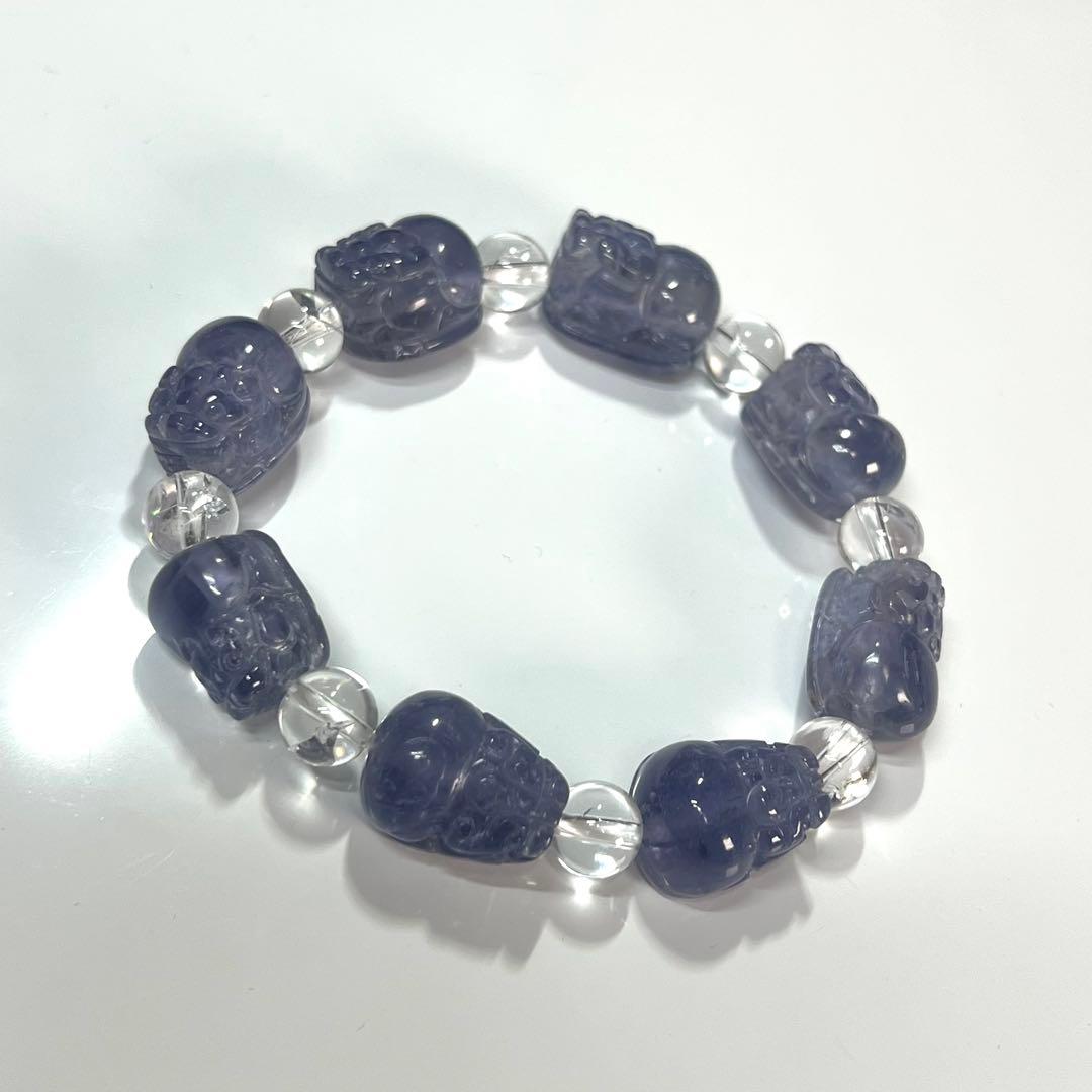 高品質　アイオライト貔貅ブレスレット　アイリスクォーツ　ヒキュウ