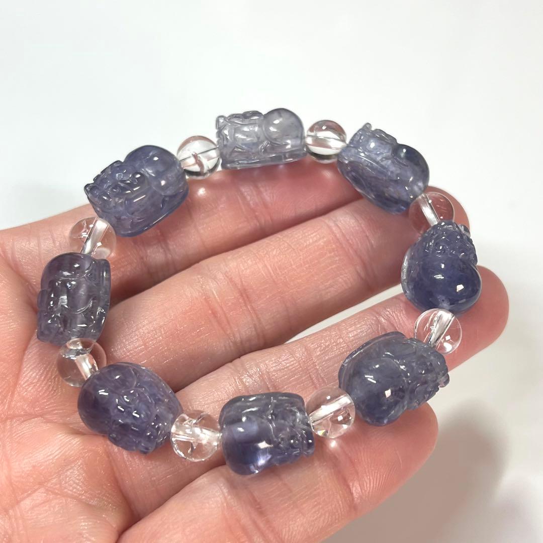 高品質　アイオライト貔貅ブレスレット　アイリスクォーツ　ヒキュウ