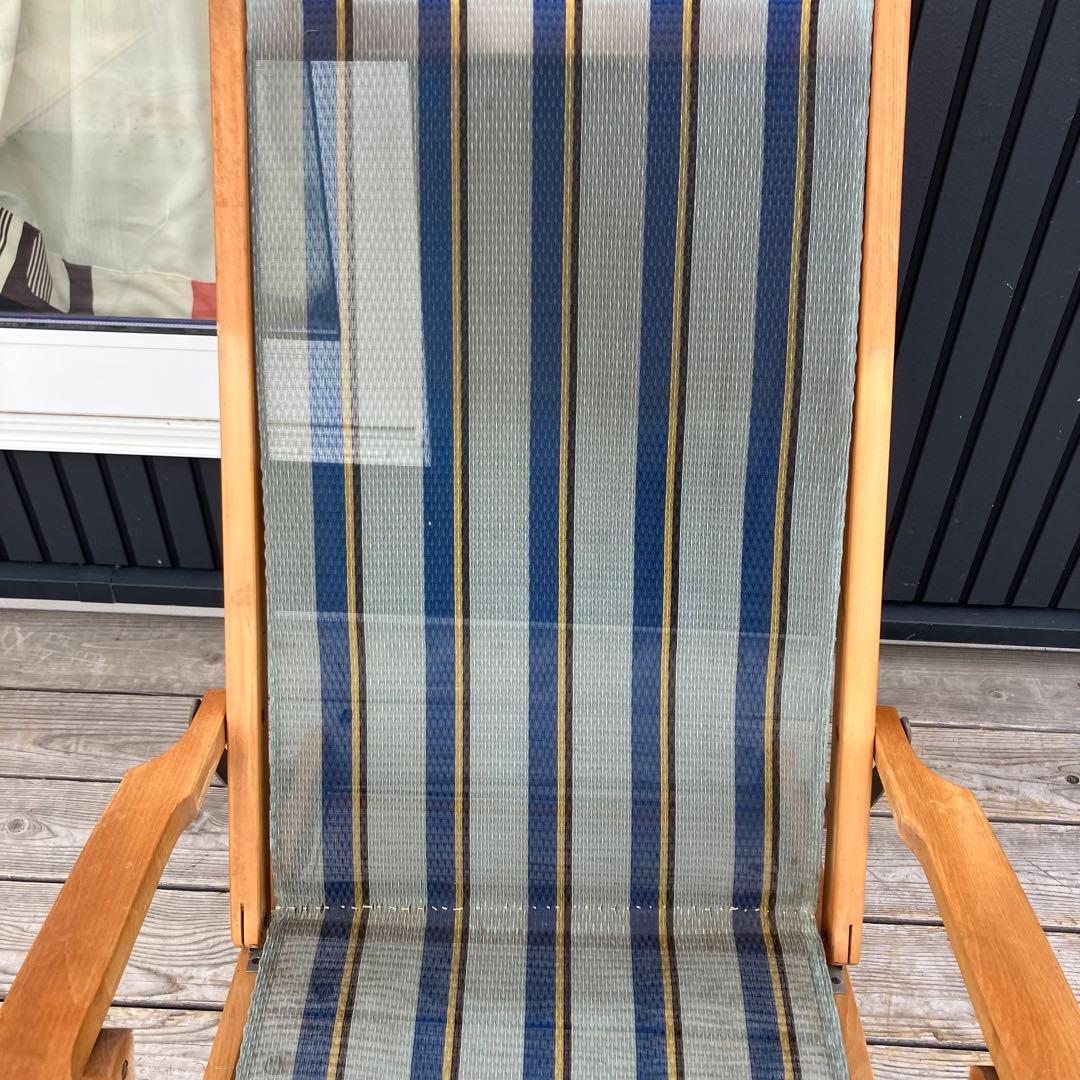 昭和レトロ 木製フレーム リクライニングチェア アウトドアチェア 折りたたみ式