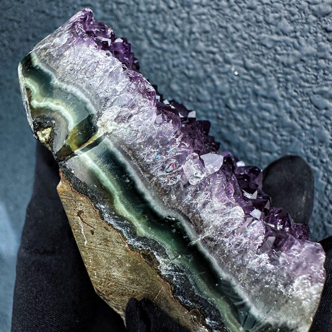 極上別格品❗濃紫の煌めきウルグアイ産☆レインボー☆アメジストクラスターA1346