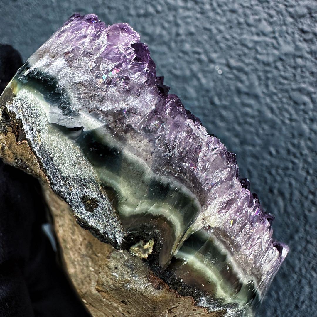 極上別格品❗濃紫の煌めきウルグアイ産☆レインボー☆アメジストクラスターA1346