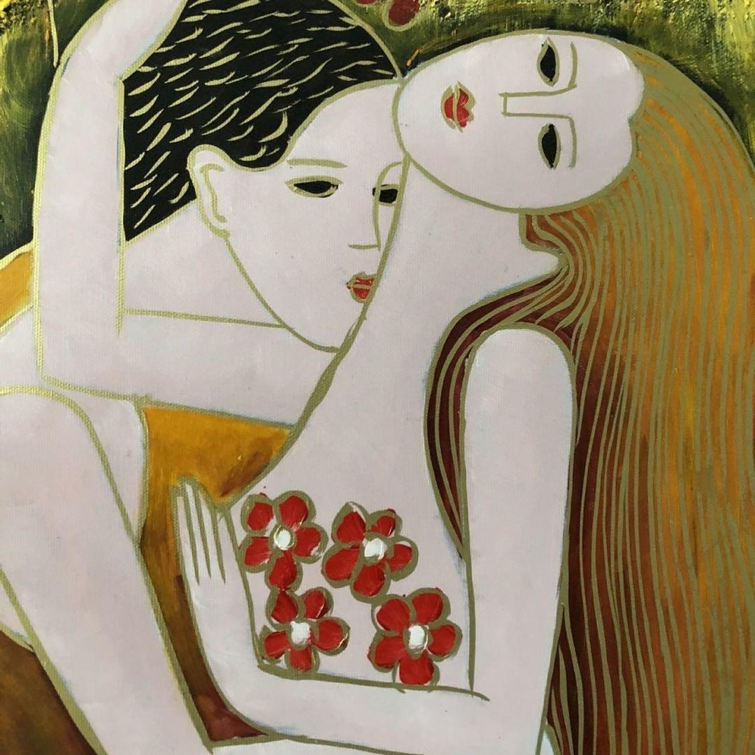 手描き 油画 人物画 約104×72cm