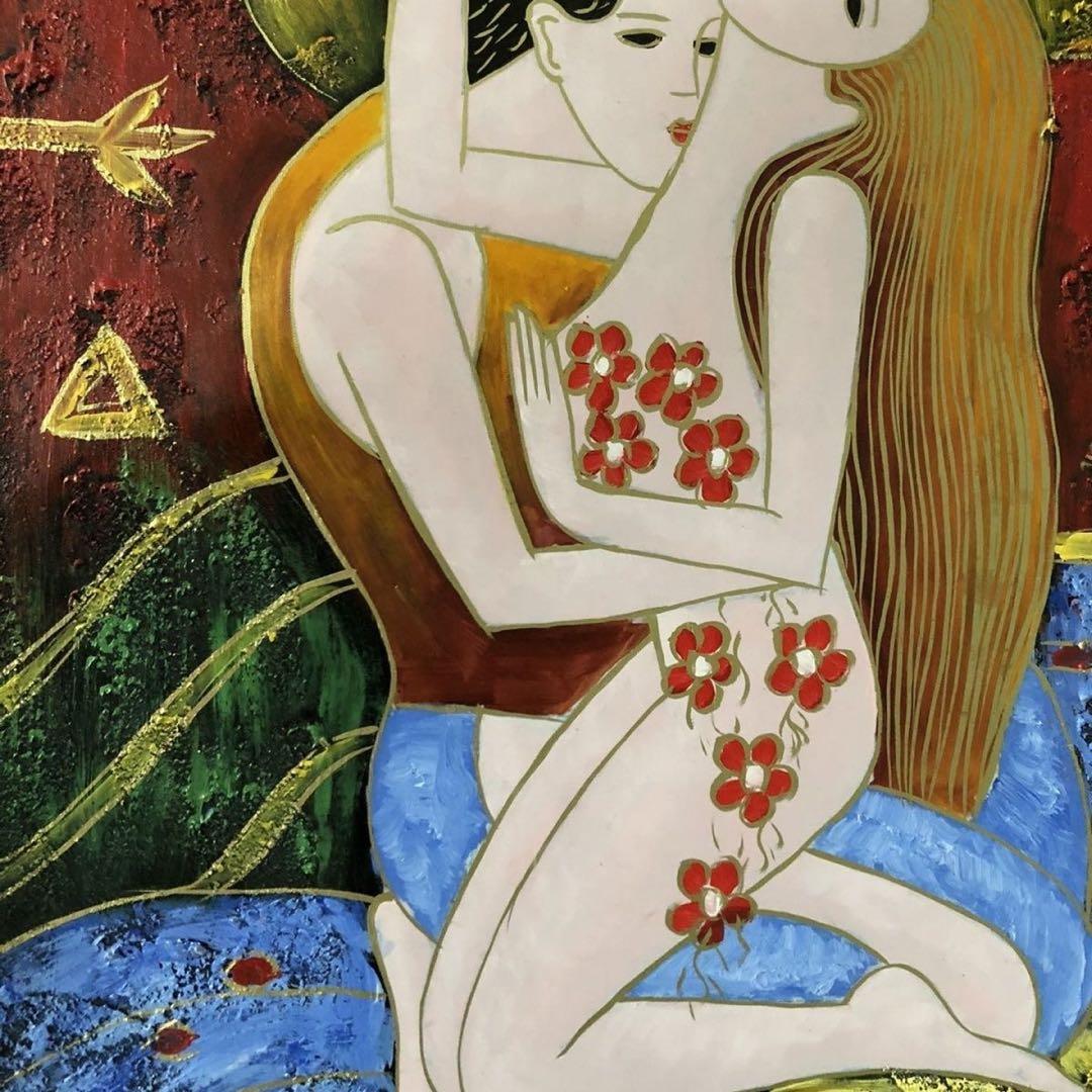 手描き 油画 人物画 約104×72cm