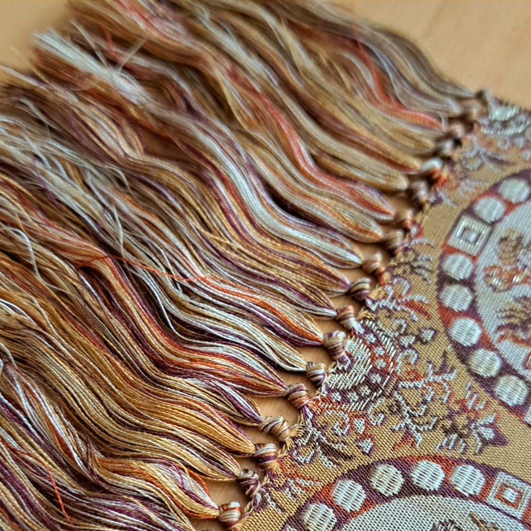 希少 未使用 法隆寺裂 西陣織 敷物 正絹 獅子狩文 テーブル センター