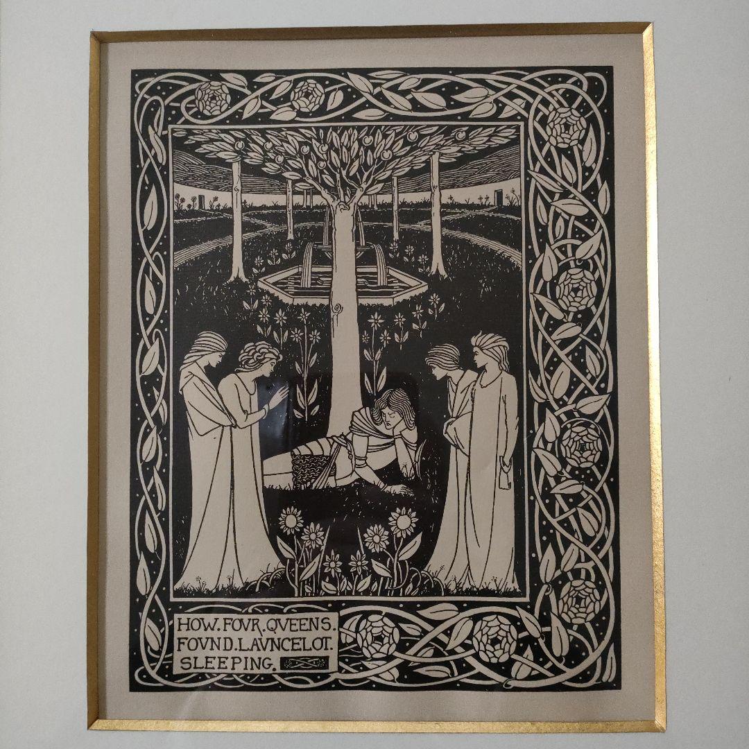 ビアズリー　大判ラインブロック『アーサー王の死 四女王眠れるランスロット』