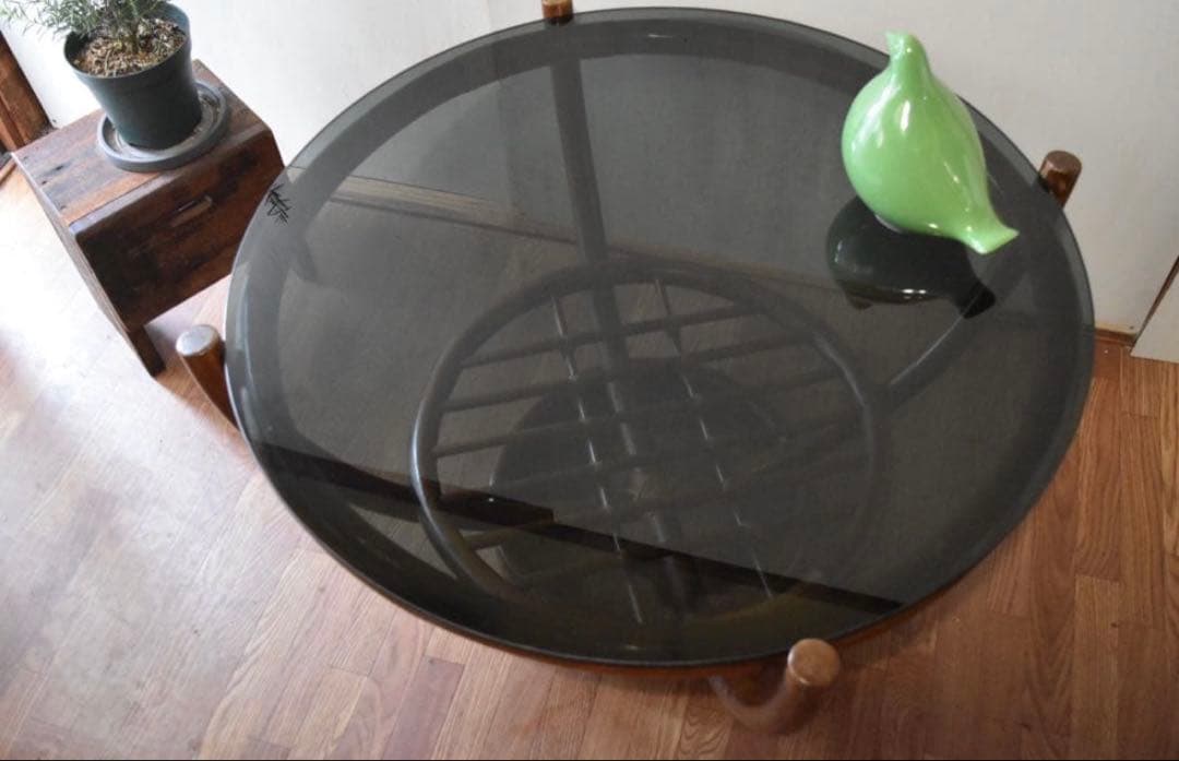 ラタン　ガラステーブル