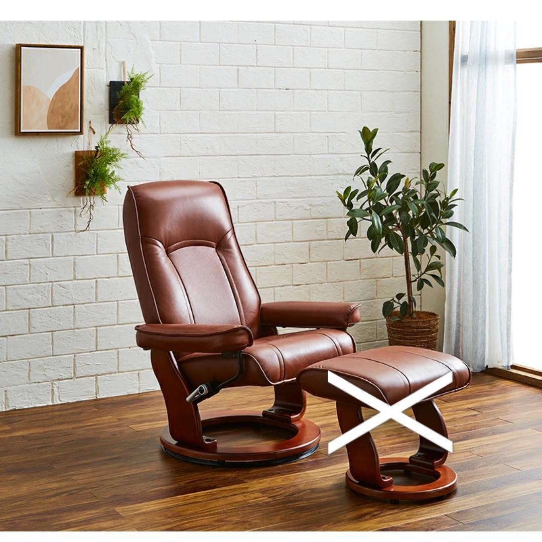 【本革】ハイバックリクライニングソファ_1人掛け,ブラウン