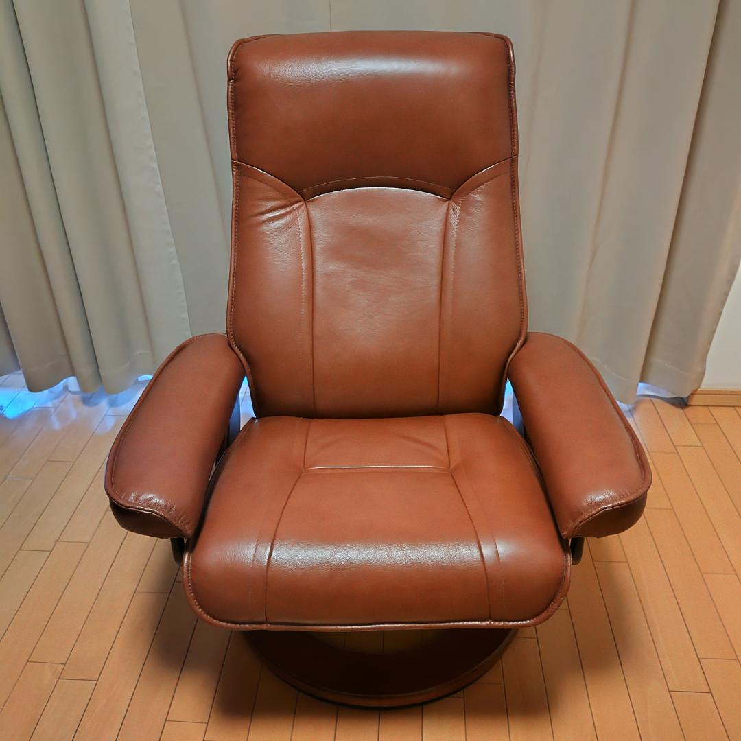 【本革】ハイバックリクライニングソファ_1人掛け,ブラウン