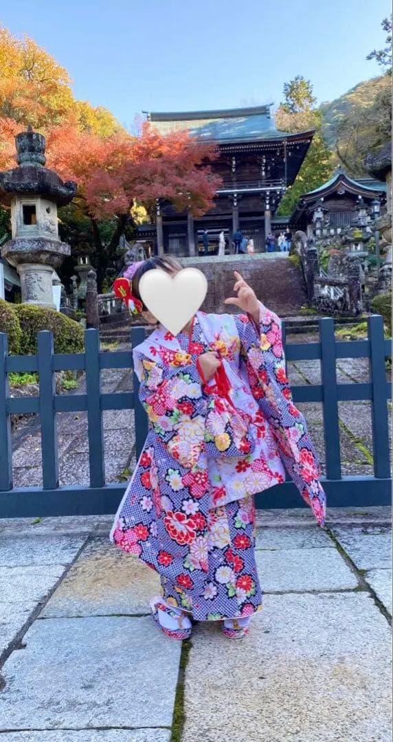 美品　七五三　3歳女の子用着物セット　花柄