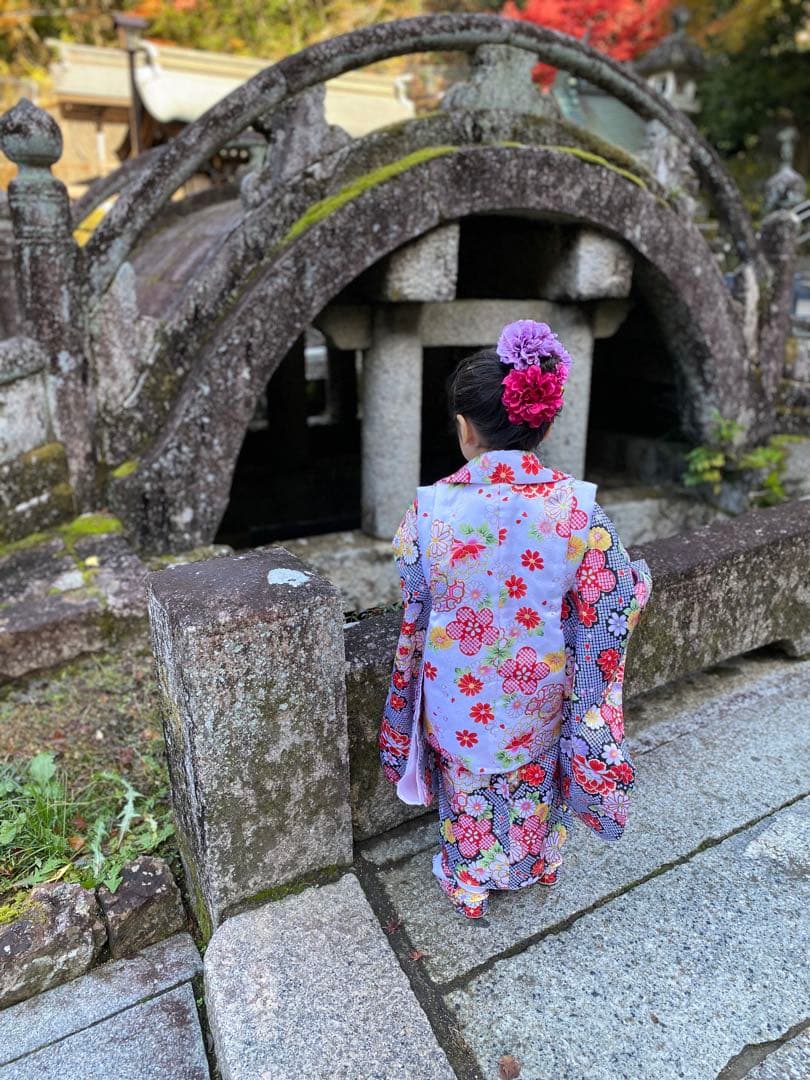美品　七五三　3歳女の子用着物セット　花柄