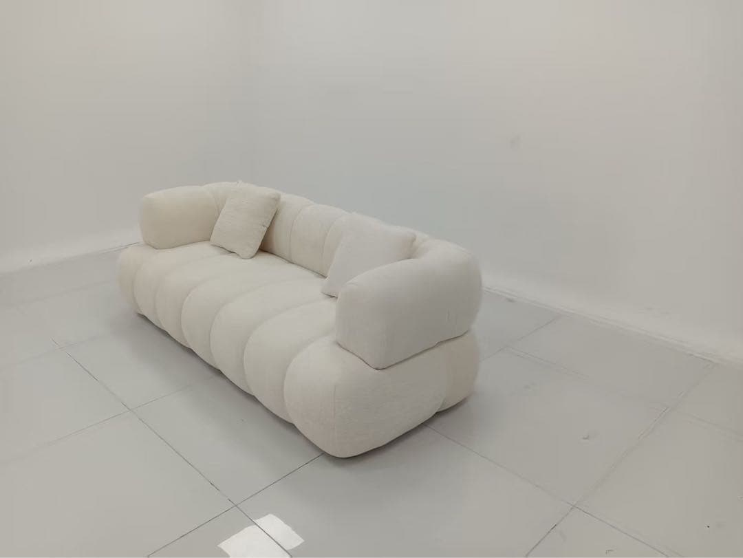 モダン ホワイトファブリックソファ 3人掛け