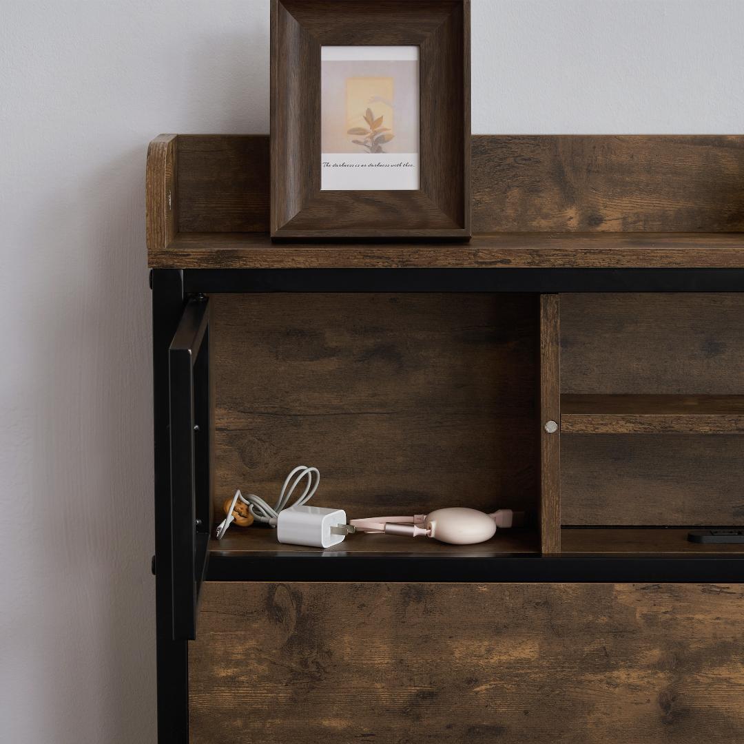 数量限定セール！高級北欧風コンセント付きベッドフレーム　【シングル・S】