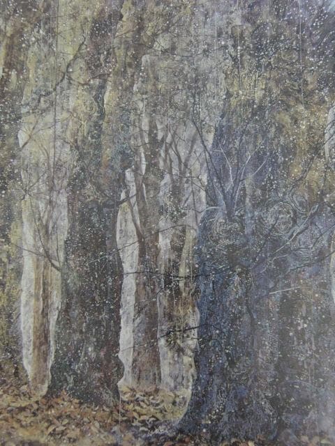 本多功身、【芽ぶき雨】、希少な額装用画集より、新品額装付