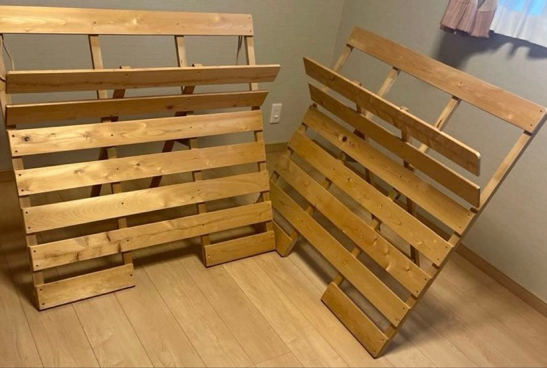 桧　シングル×2組　すのこベッド 布団干し　めいじ屋