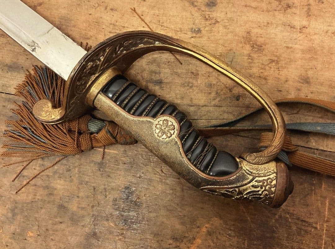 当時物】日本軍 帝国陸軍 軍刀 指揮刀 模造刀 模造刀身 サーベル【刀緒