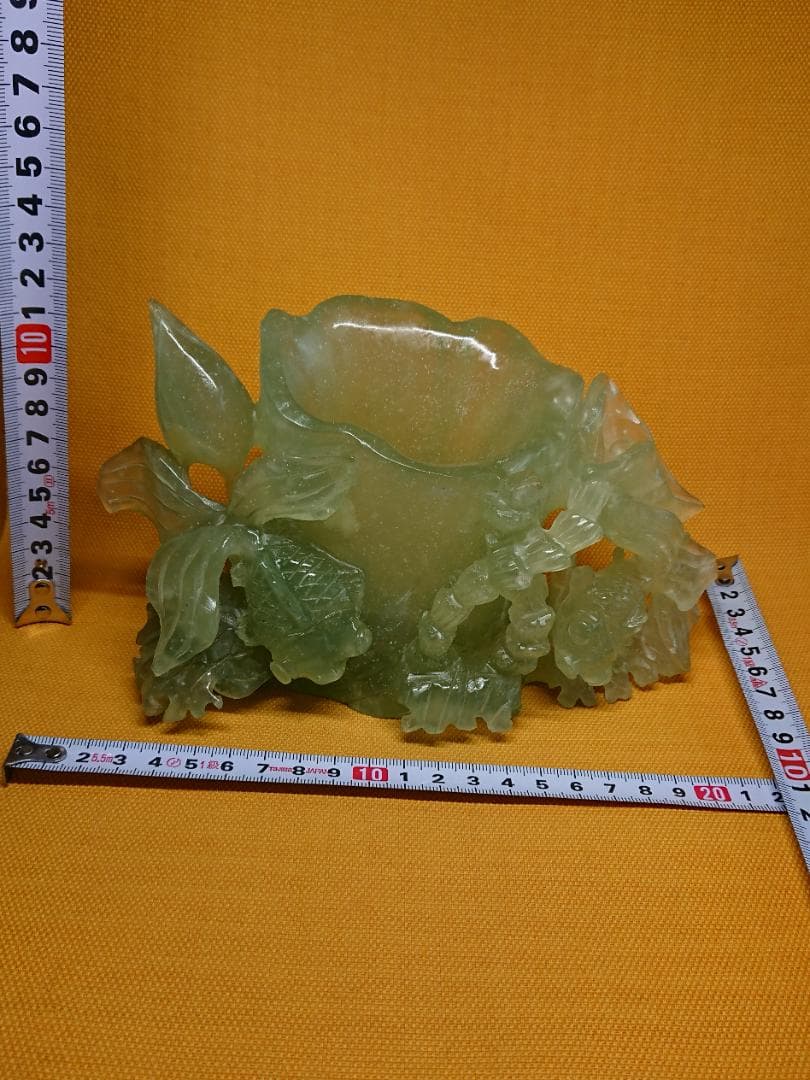 美品】玉石 金魚 古玩 彫刻 置物 インテリア 工芸品 美術品 A2685