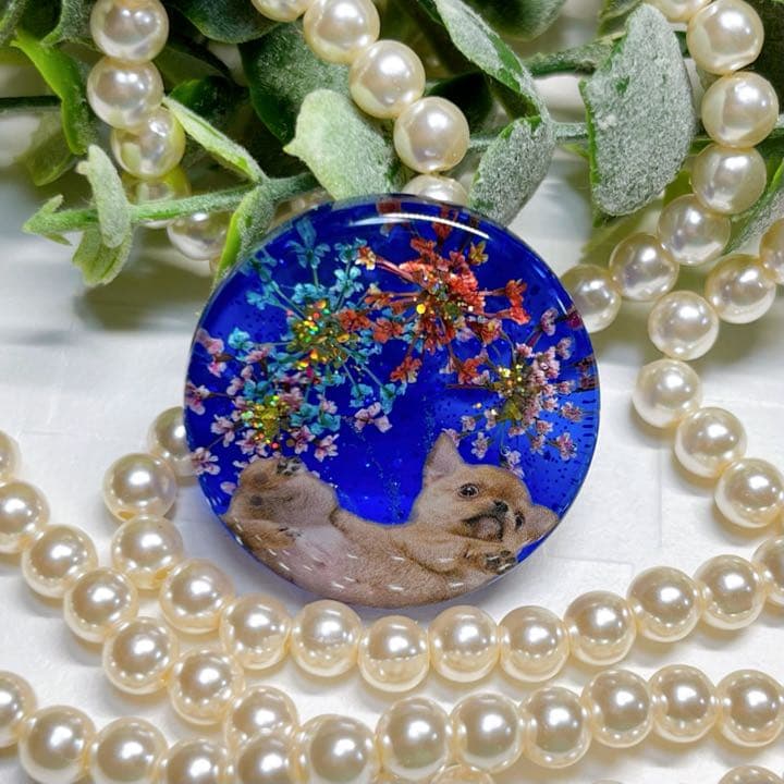 ぼたもち様お取置きです。レジンヘアゴム 花火とわんちゃんNo.486