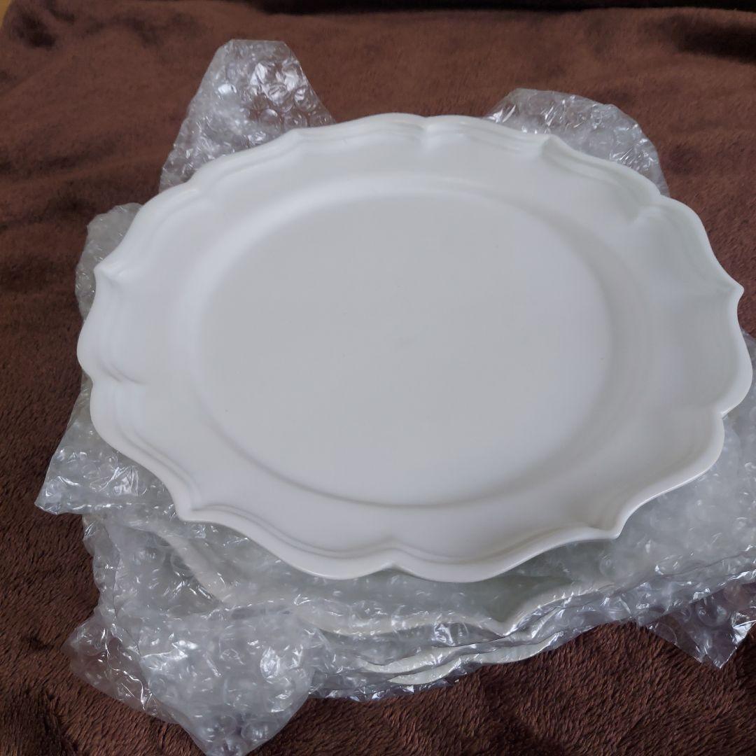 臼杵焼 稜花リム皿 L 白 新品未使用 ４枚 セット