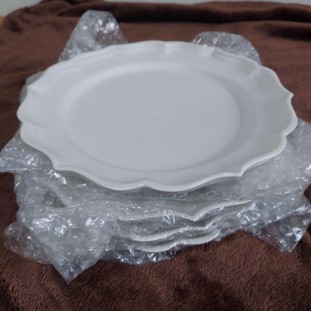 臼杵焼 稜花リム皿 L 白 新品未使用 ４枚 セット