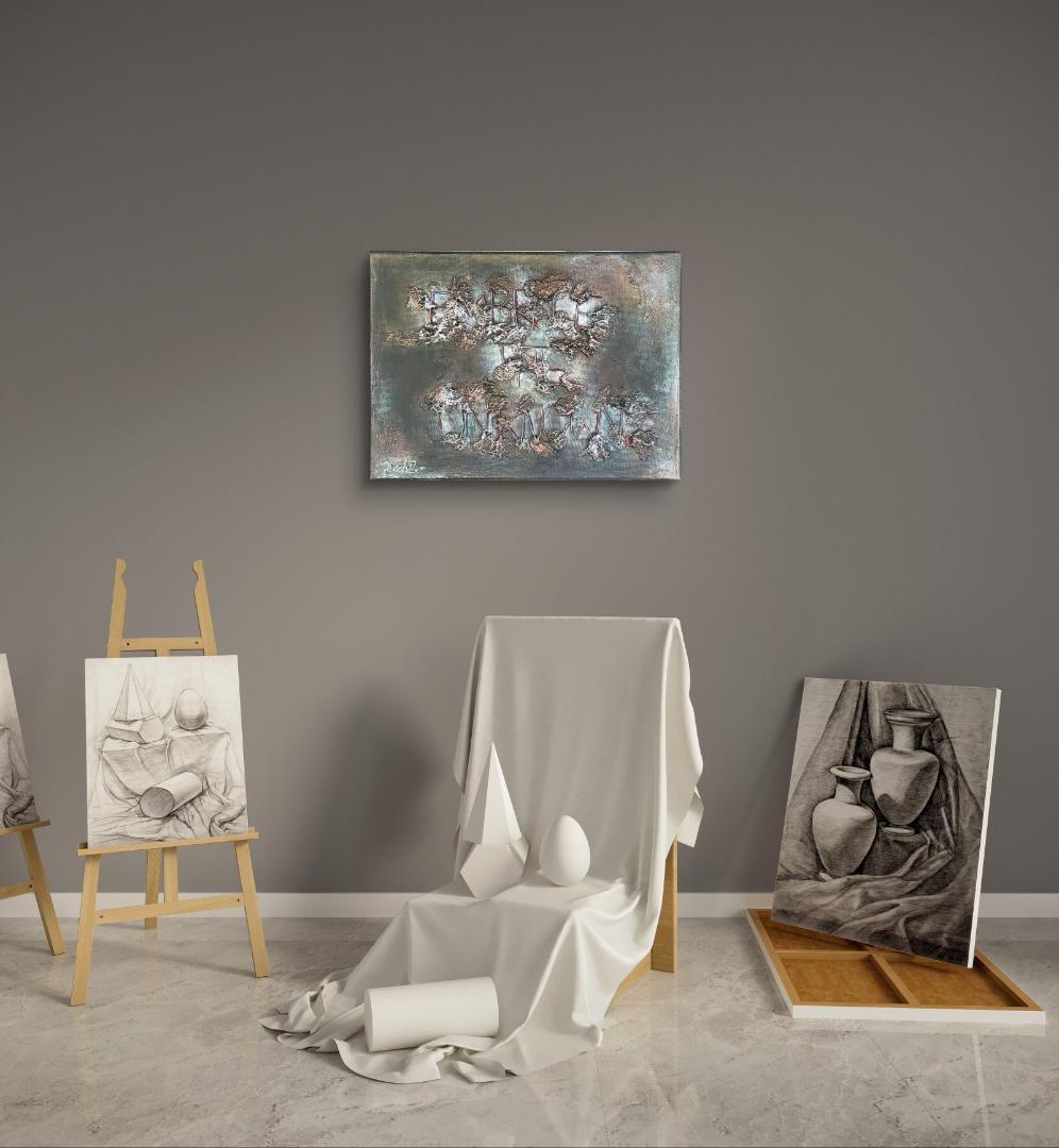 見えない境界 - 抽象画 24×33㎝ キャンバス F4号 原画1点のみ