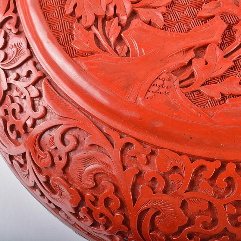 中国 剔紅 堆朱 内黒漆 花文 蓋物 G R6246B - メルカリ