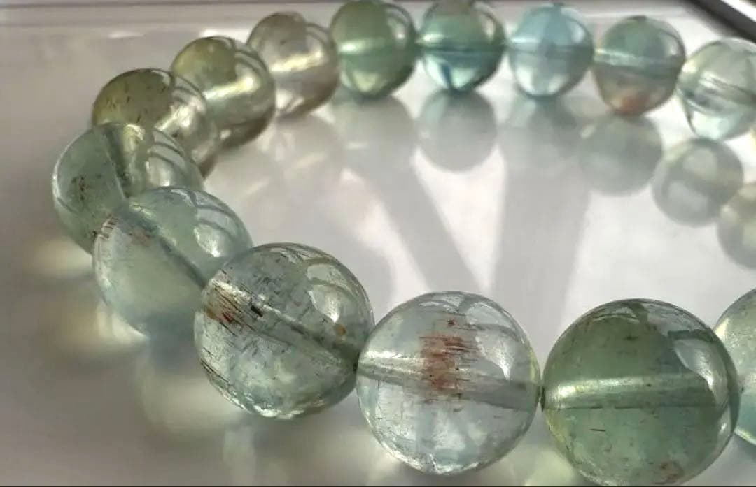 【高品質】サンストーンアクアマリン11mmブレスレット