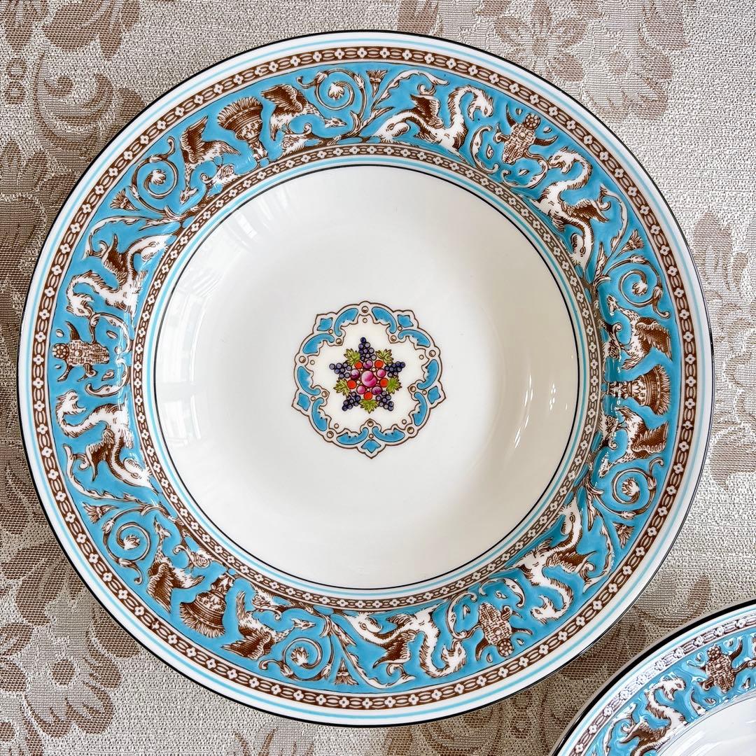 未使用　ウェッジウッド　黒壺　スープ皿　深皿　フロレンティーンターコイズ　2枚