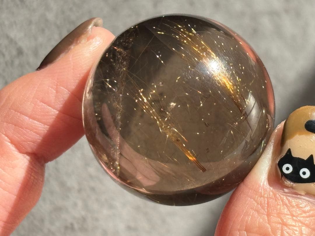 《水跡空洞×白い内包物入り＊ゴールドルチル＆スモーキースフィア》