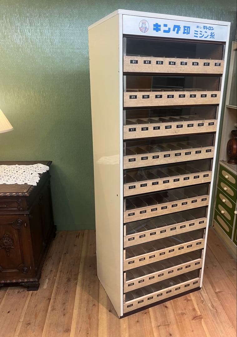 ミシン糸ケース 収納棚 昭和レトロ 特大 インテリア アンティーク 当時物