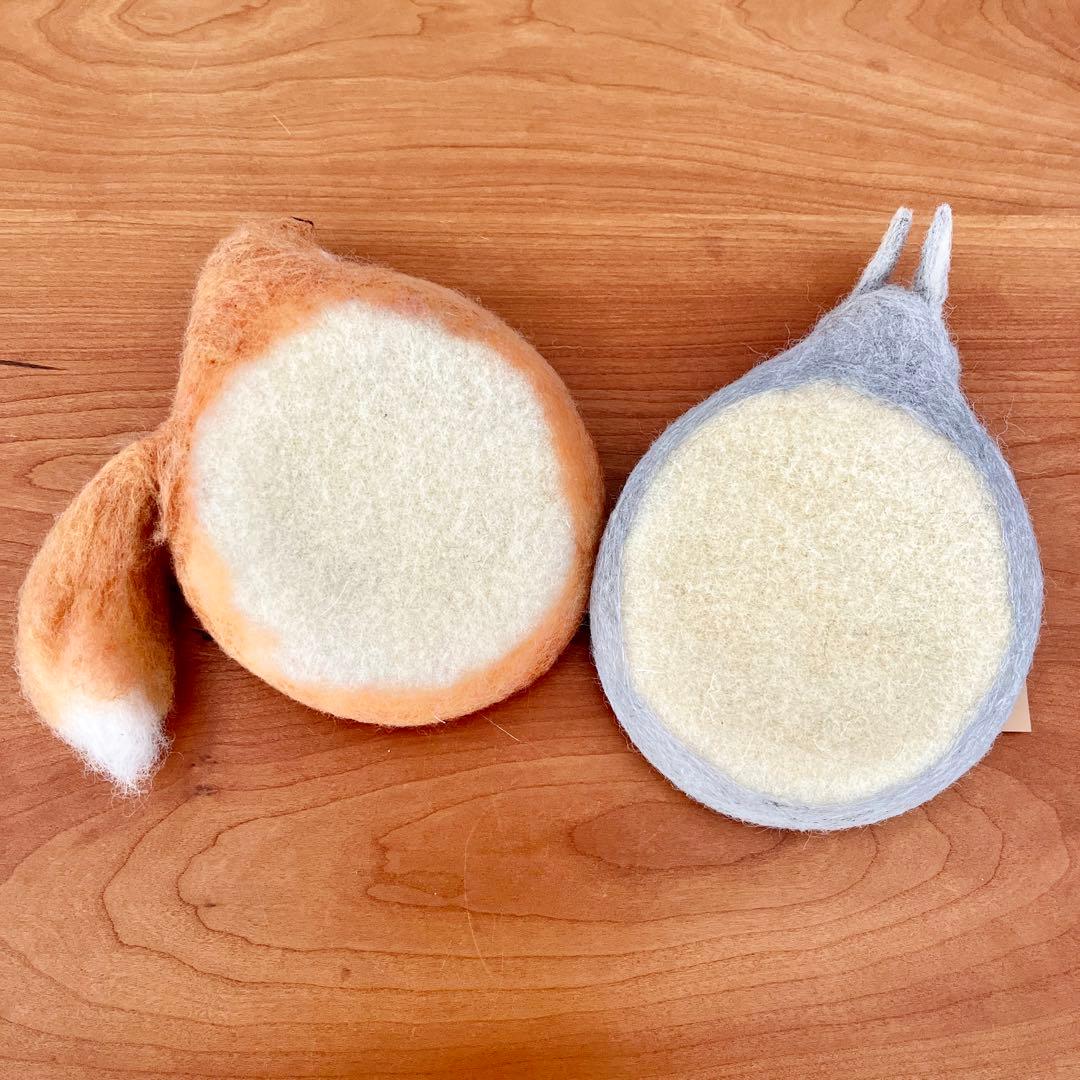 aya&yoshiko 羊毛フェルト コースター うさぎ きつね