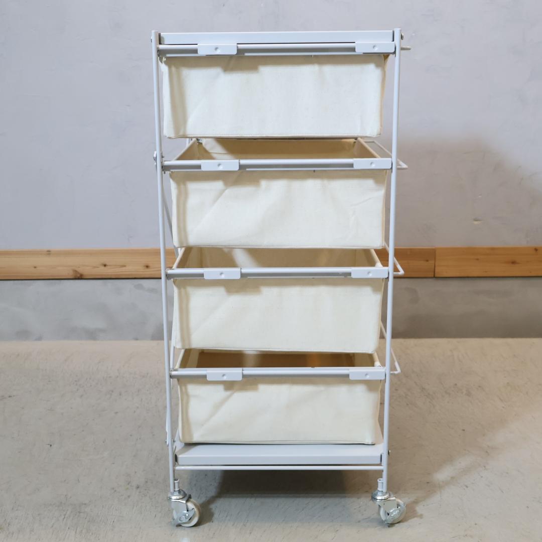 無印良品 MUJI スチール4段 帆布バスケット付き ユニットシェルフ チェスト