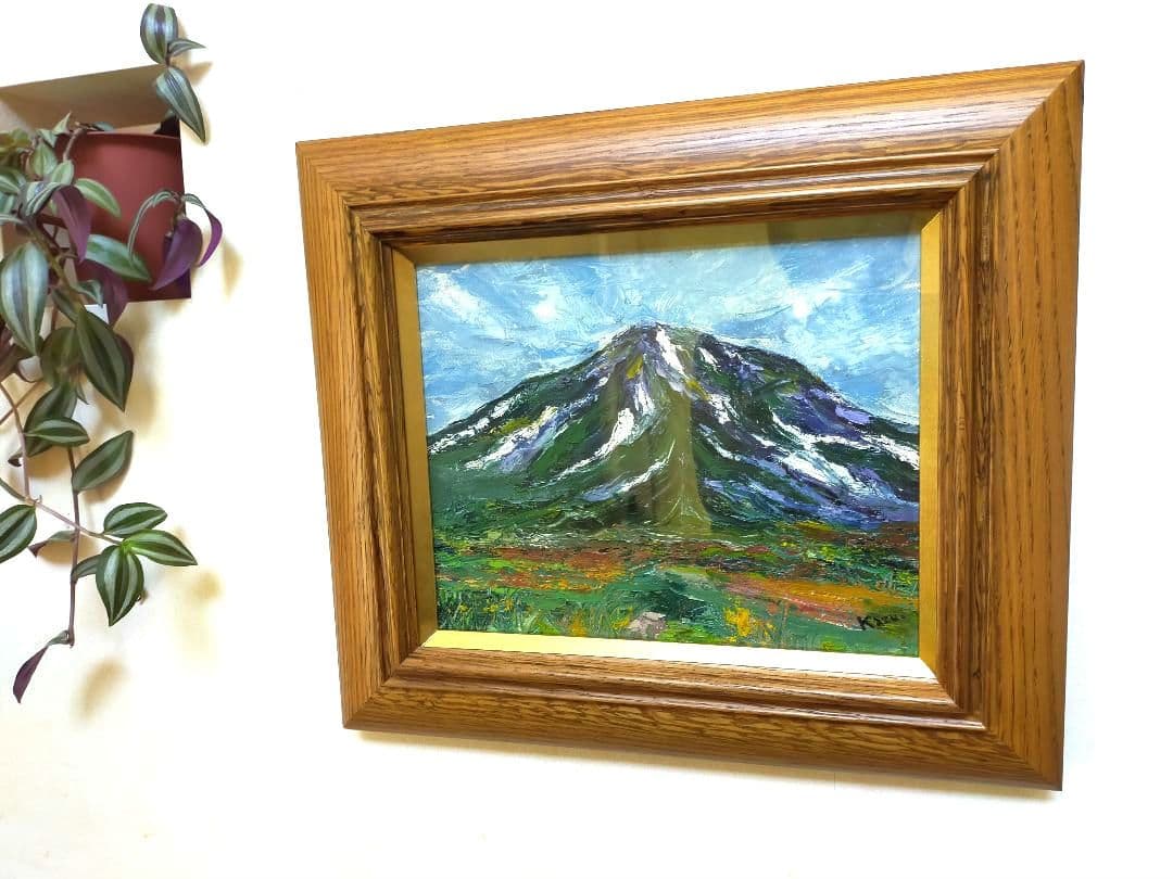 油彩画　【 大雪山 】3号　額付き！