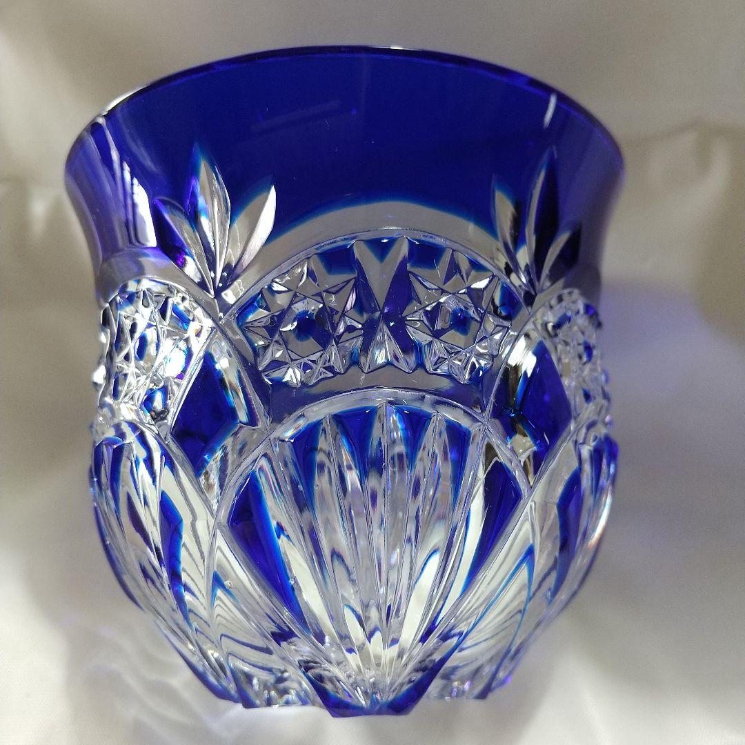 青被せ切子 冷茶グラス