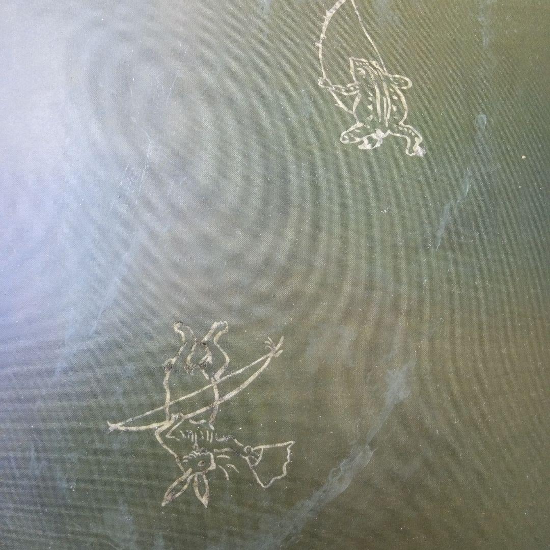 鳥獣戯画　友禅型　シルクスクリーン型 　紬屋の帯