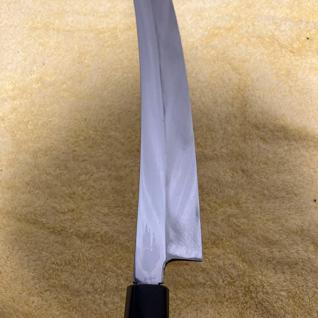 12.先丸柳刃　尺2寸　伝統工芸士　山塚氏作　本物保証　全鏡面　銀三鋼　黒檀柄