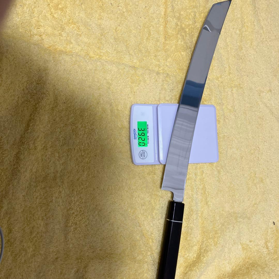 12.先丸柳刃　尺2寸　伝統工芸士　山塚氏作　本物保証　全鏡面　銀三鋼　黒檀柄