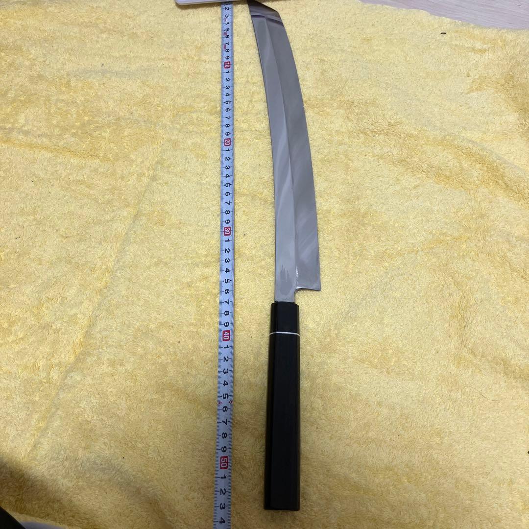 12.先丸柳刃　尺2寸　伝統工芸士　山塚氏作　本物保証　全鏡面　銀三鋼　黒檀柄