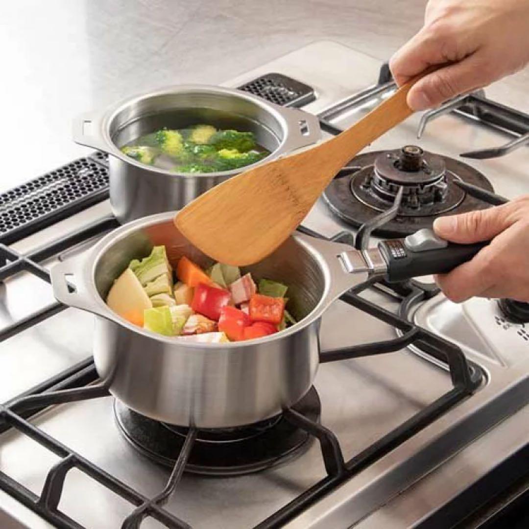 燕三 IH対応ハンドル着脱式鍋4点セット 蒸し台＆中かご付 EM-033