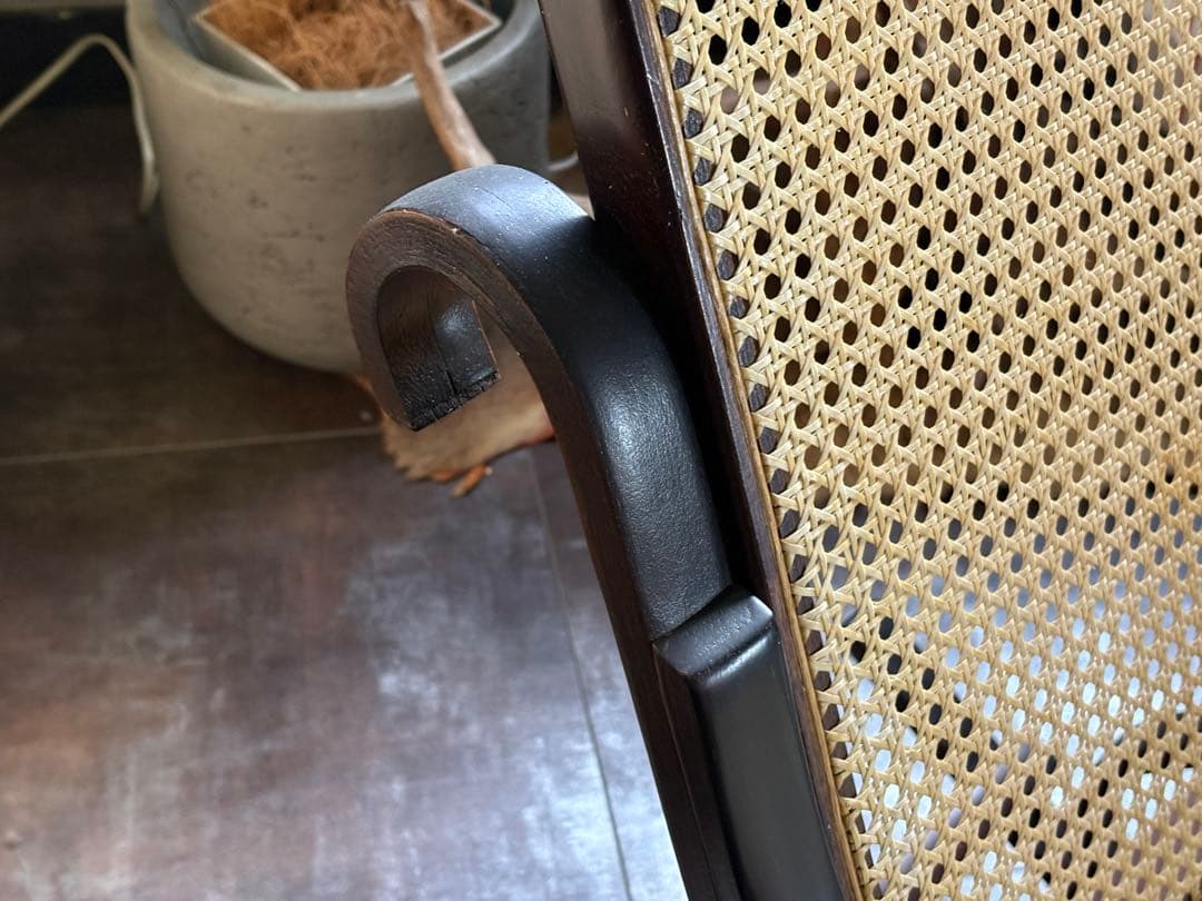 希少 ラタン ロッキングチェア 背もたれ カゴメ編み ヴィンテージ SG