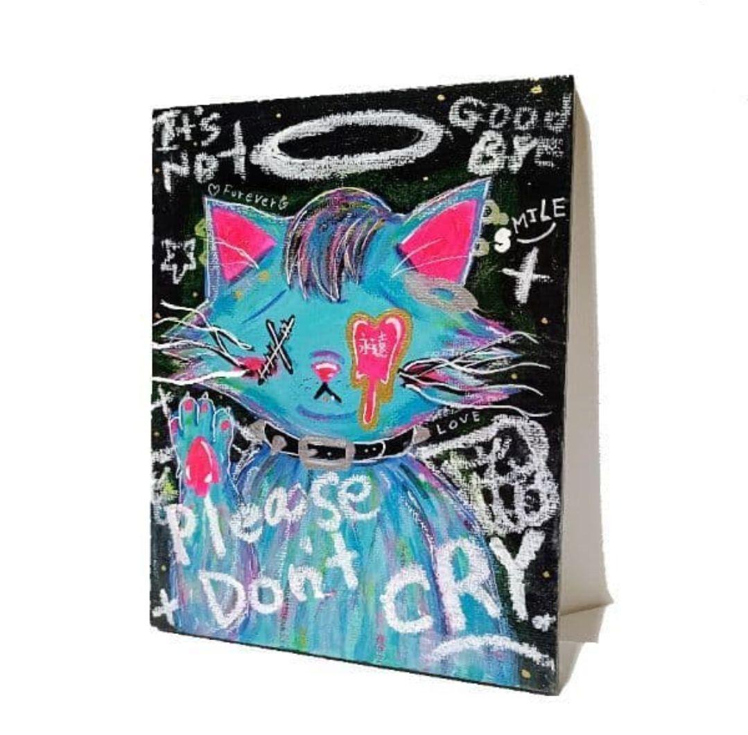 一点物イラストアート】Please don't CRY【絵画,イラスト】 花と動物の