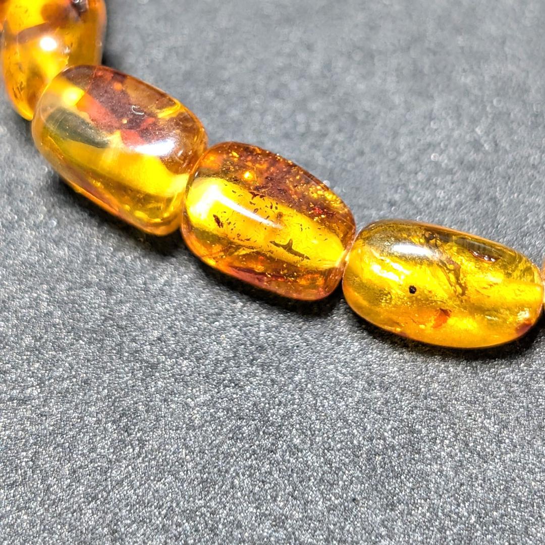 バルティックアンバー 天然琥珀 タンブルブレスレット ブラウンカラーで高級感抜群