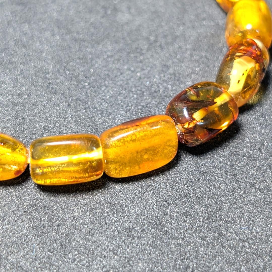 バルティックアンバー 天然琥珀 タンブルブレスレット ブラウンカラーで高級感抜群