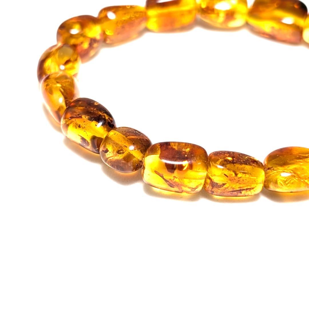 バルティックアンバー 天然琥珀 タンブルブレスレット ブラウンカラーで高級感抜群
