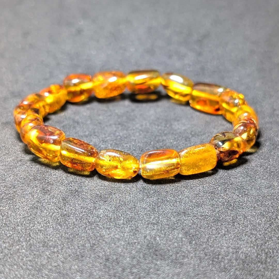 バルティックアンバー 天然琥珀 タンブルブレスレット ブラウンカラーで高級感抜群