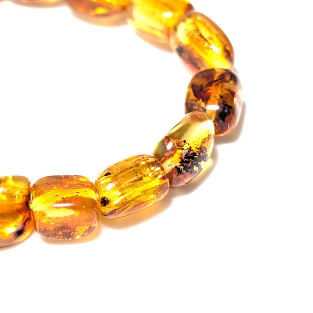 バルティックアンバー 天然琥珀 タンブルブレスレット ブラウンカラーで高級感抜群