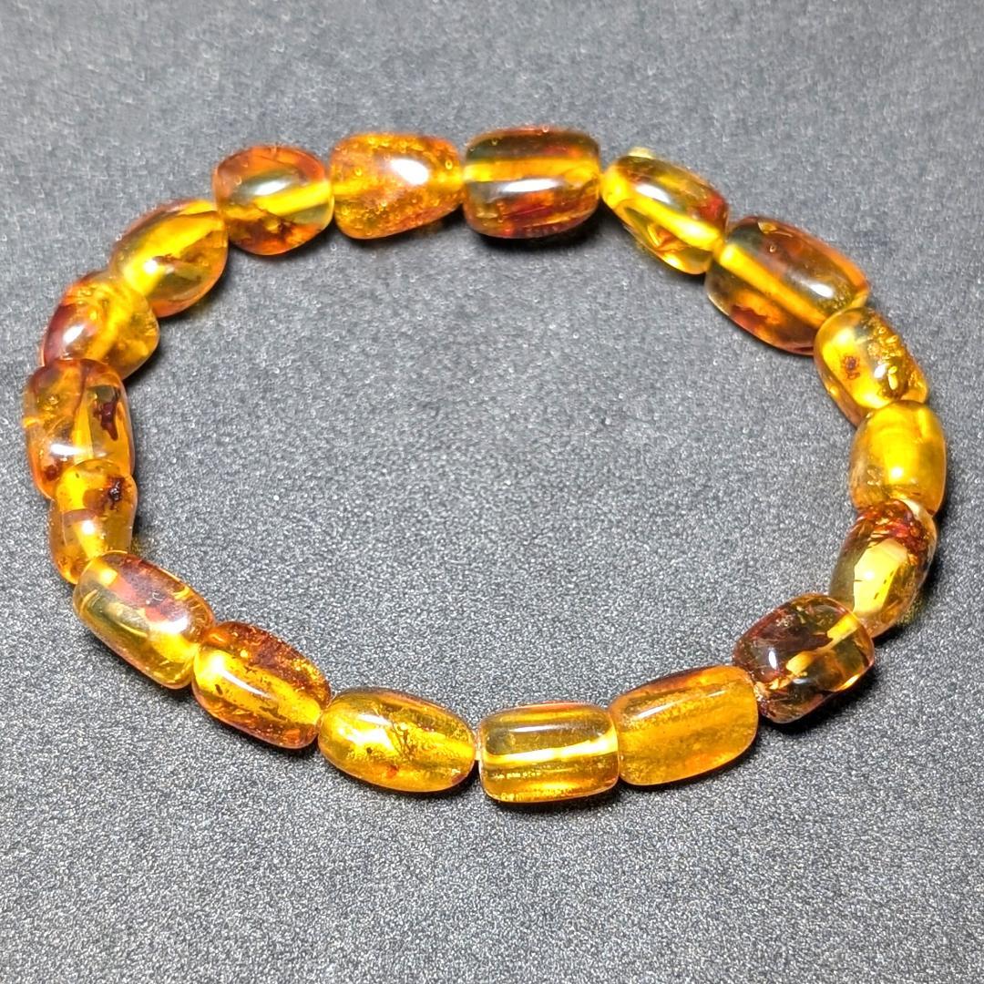 バルティックアンバー 天然琥珀 タンブルブレスレット ブラウンカラーで高級感抜群